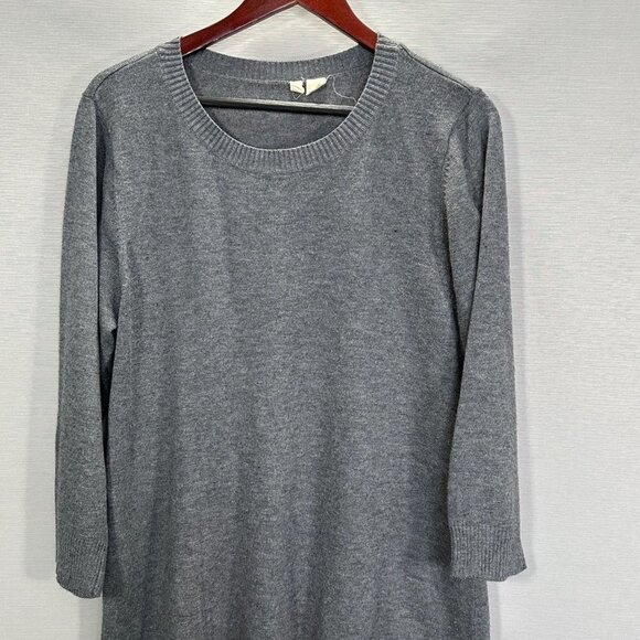 Anthropologie Moth Sweater Womens Large Gray Wool Blend Layered Look Tunic - Picture 2 of 8